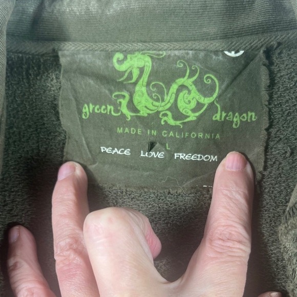 Green Dragon Trench Military Style Double Breasted Army Green Studded Star SizeL - Picture 4 of 16